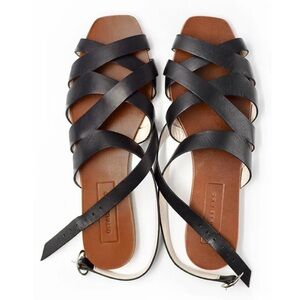 Either Or The Criss Cross Slide Black Leather Sandals size 7